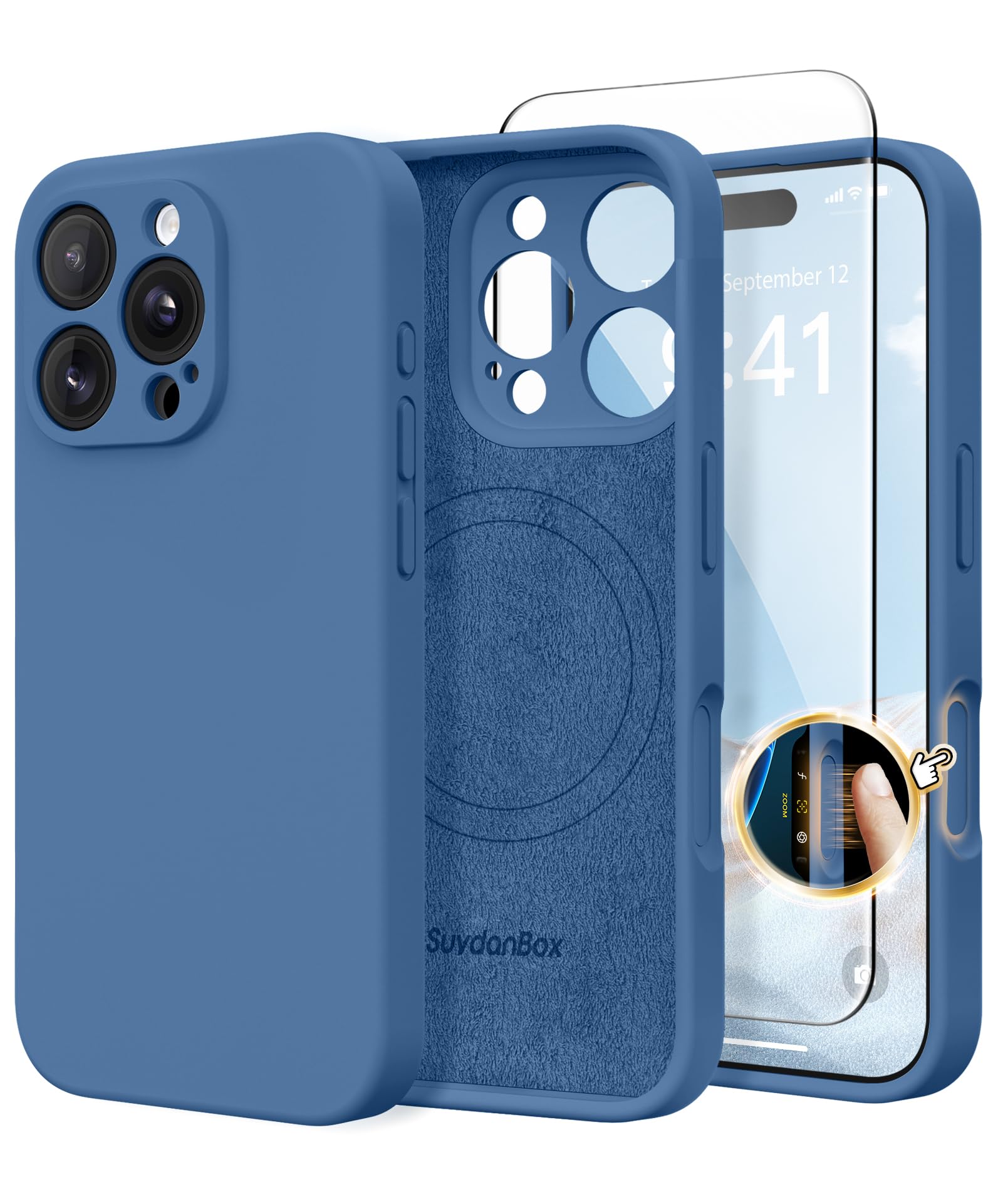 Magnetic for iPhone 16 Pro Max Case Silicone Lake Blue