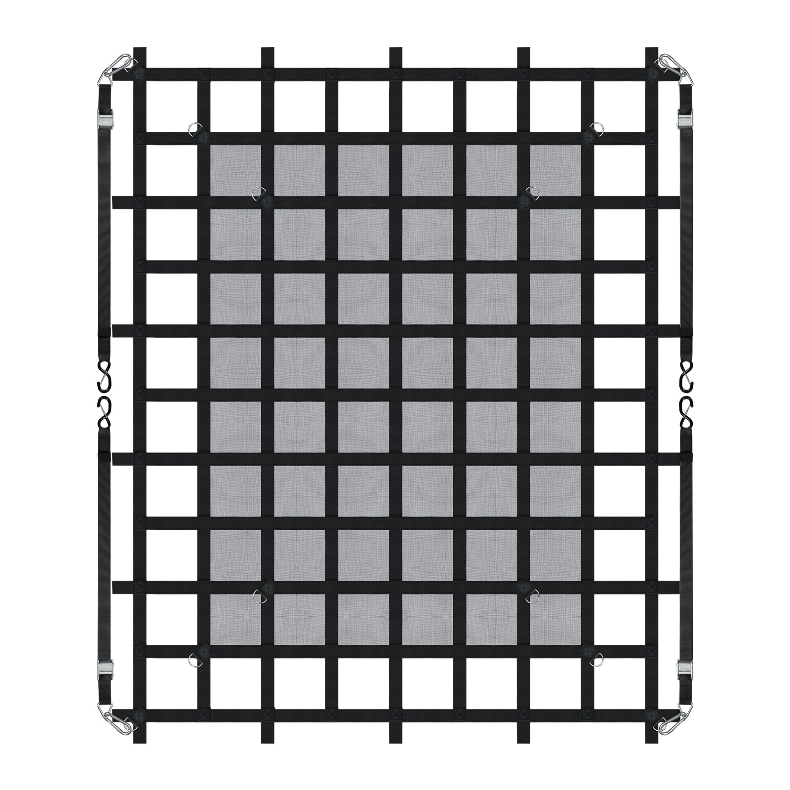 VEVOR Rete di Carico, 1830 x 1450 mm Rete di Carico per Camion ad Alta Resistenza per Cassone di Camion, 4 Cinghie Regolabili, Moschettoni e Ganci a S, Resistente all'Usura e alle Intemperie, per SUV