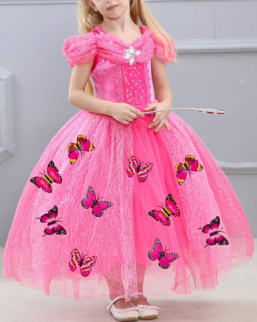 Foto 5 de 7 de Monissy Disfraz de Ropa Niño Princesa Vestido de Varios Niveles Encaje Azul Manga Larga Tul Brillante…