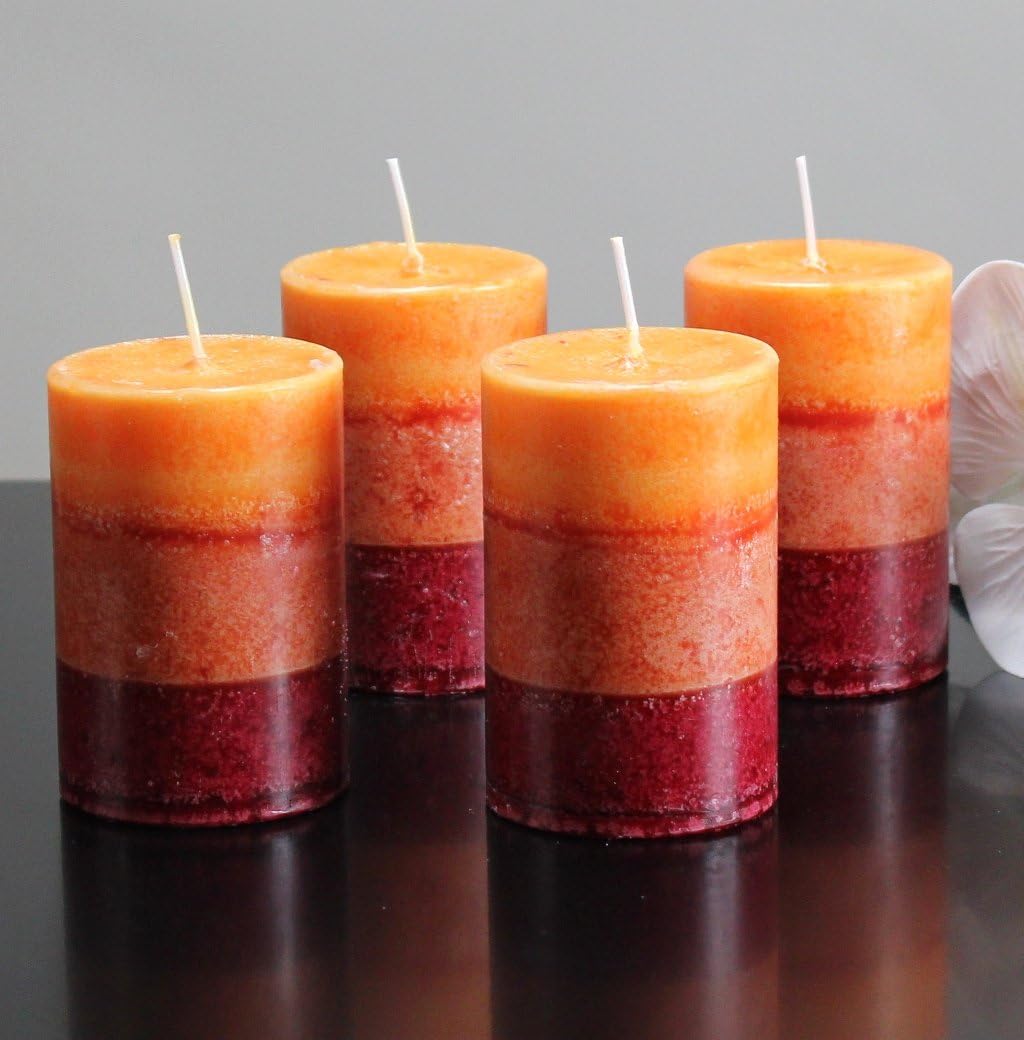 pillar candles TRICOLOR safe candles 90/60mm orange, set of