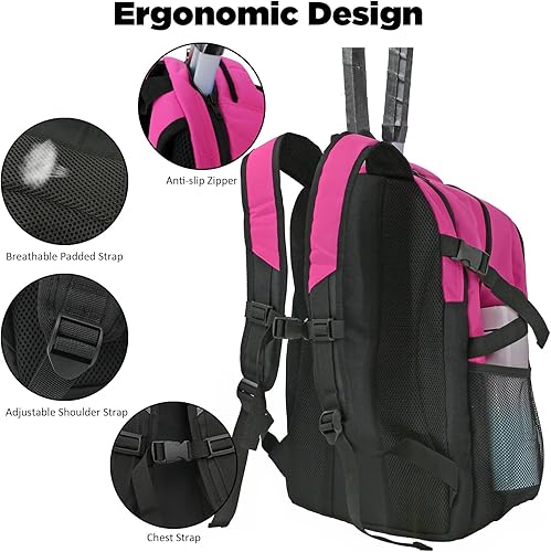 Miniatura 5 de WOLT Bolsa de tenis - Mochila grande para raqueta de tenis para hombres y mujeres - Compartimento ventilado para zapatos - Capacidad para 2 raquetas