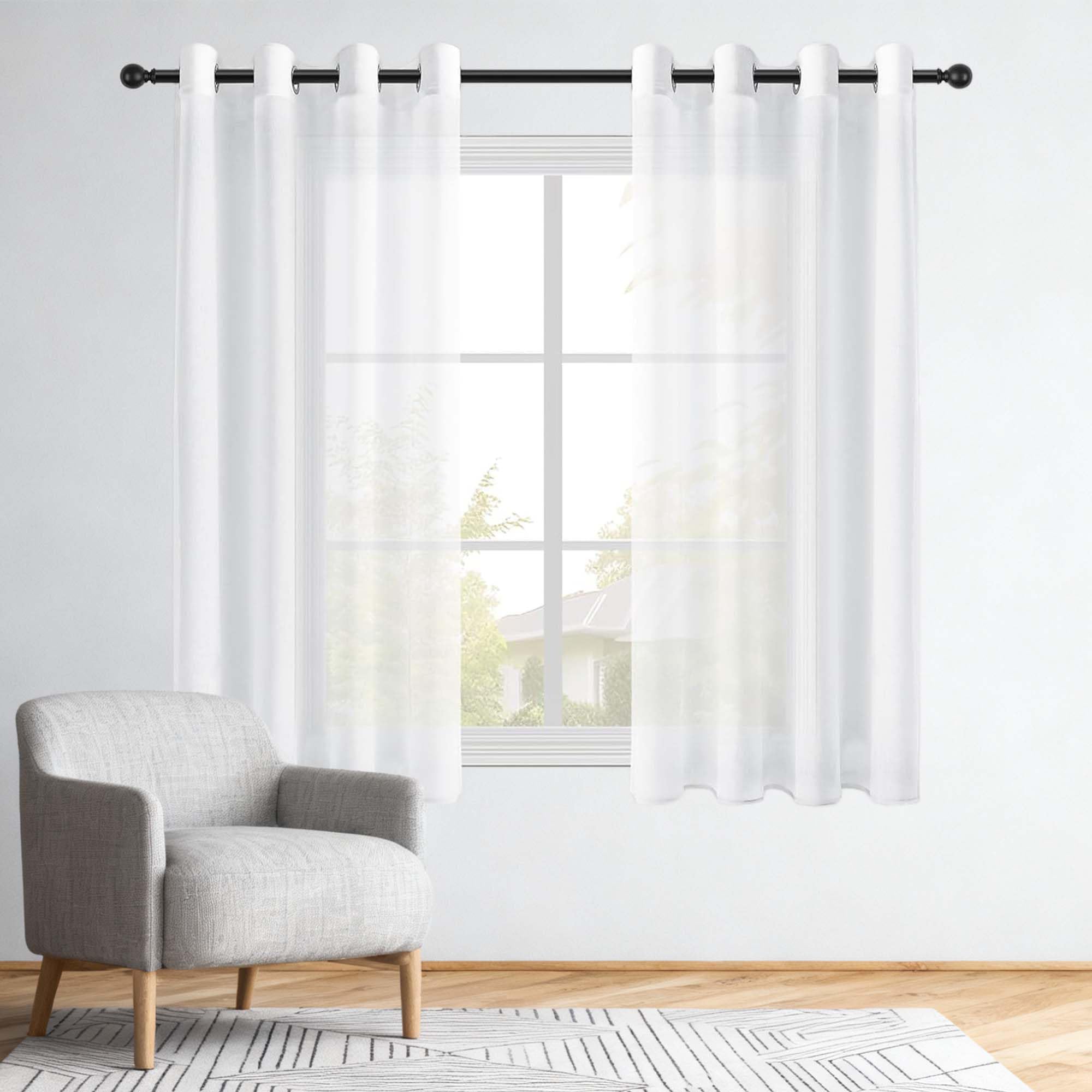 Voilage fenetre blanc 280x265 grand rideau de fenetre salon et chambre passe tringle