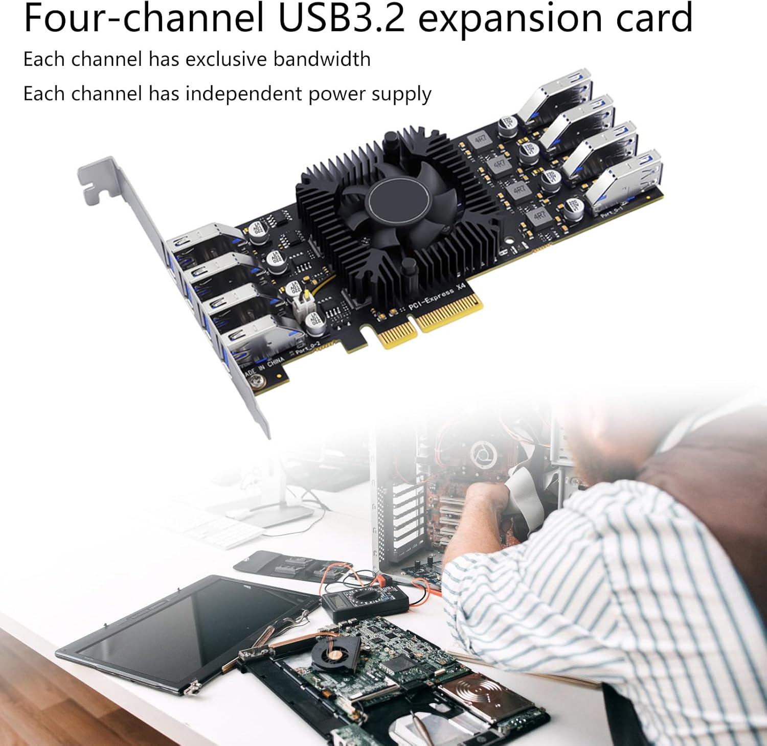 Expand PC 8Port USB3.2 PCIe Expansion Card PCIExpress Expansion Card Fast Data Transfer Up to 5Gbps Fast Speed