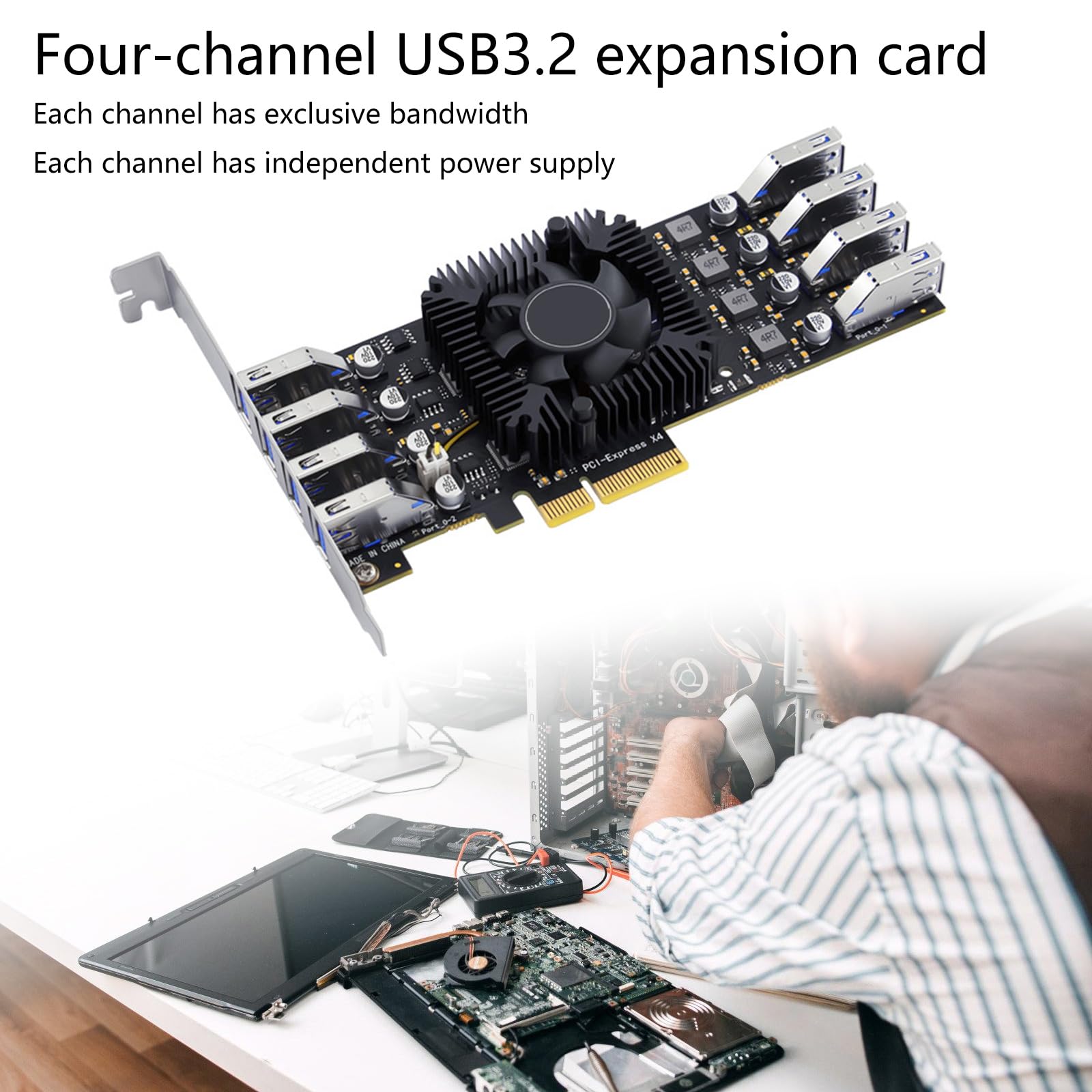 YUGSHNKFC PC Upgrades with 8Port USB3.2 PCIe Card Quick 5Gbps Data Transmission Multiports USB Interfaces Expansion Card