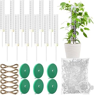 12 Pcs Plant Moss Pole White Coir Moss Totem Pole Stick 6 Pcs Green Reusable Garden Ties Tape 300 Pcs Transparent Plastic ...