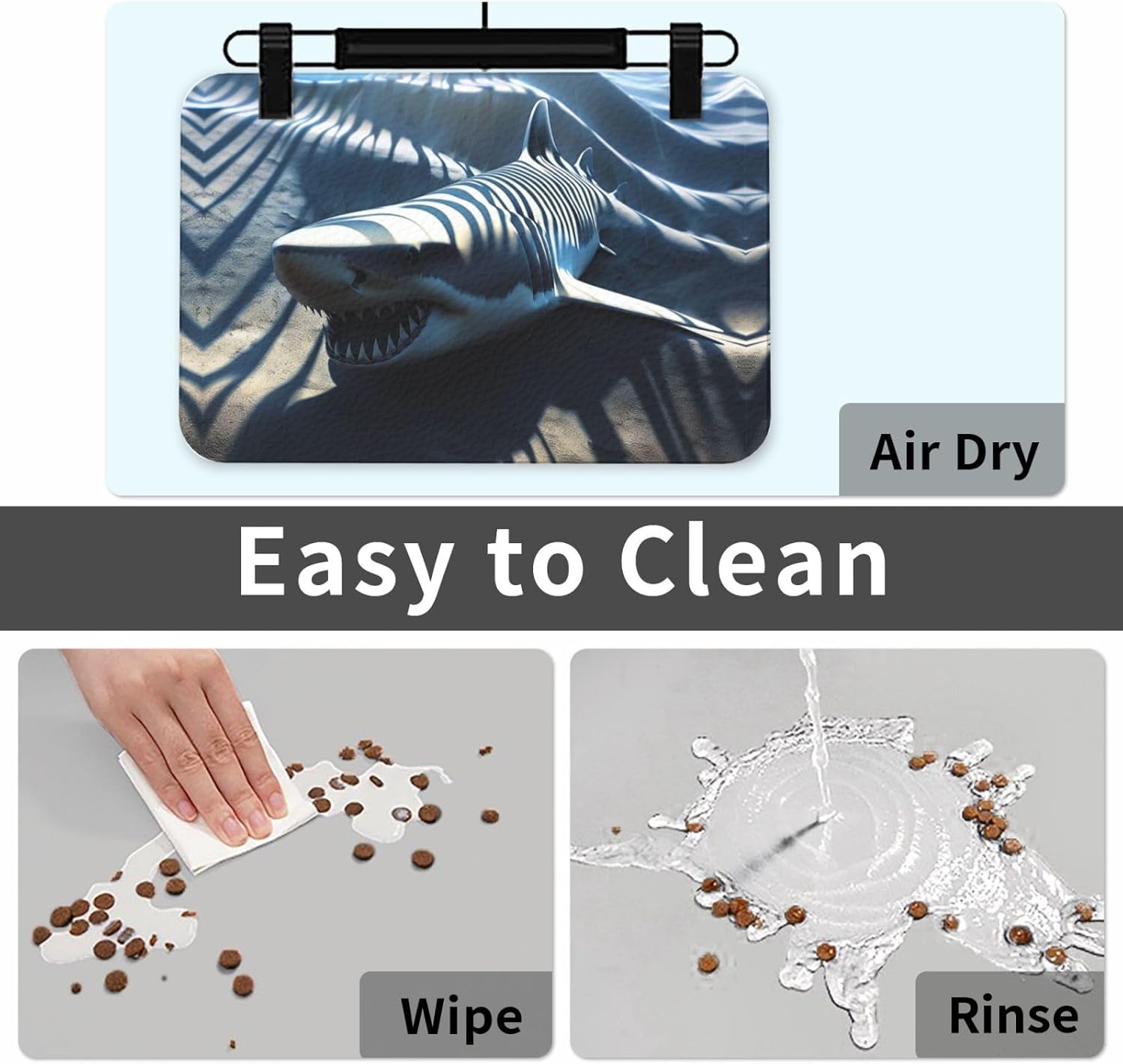 Megalodon Pet Feeding Mat Dog Cat Eating Food Absorbent Leather Tablecloth for and Water Bowl Waterproof No Stains Quick Dry Non-Slip 23.62 * 15.75IN