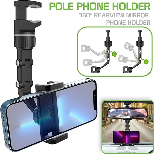 Miniatura 2 de Soporte de teléfono para espejo retrovisor, soporte para teléfono para espejo retrovisor para automóvil soporte giratorio para teléfono de