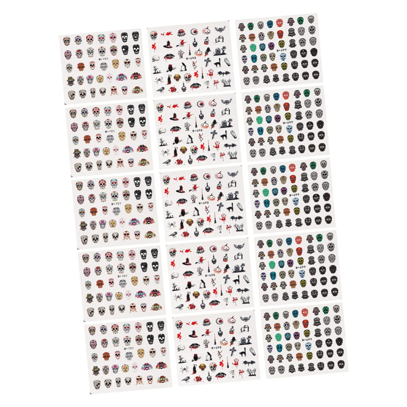 Ipetboom 3 Set Adesivi Per Unghie Di Halloween Adesivi Per Manicure Adesivo Per Manicure Teschio Decalcomania Dell'unghia Del Cranio Adesivo Per Unghie Etichetta 15 Fogli*3
