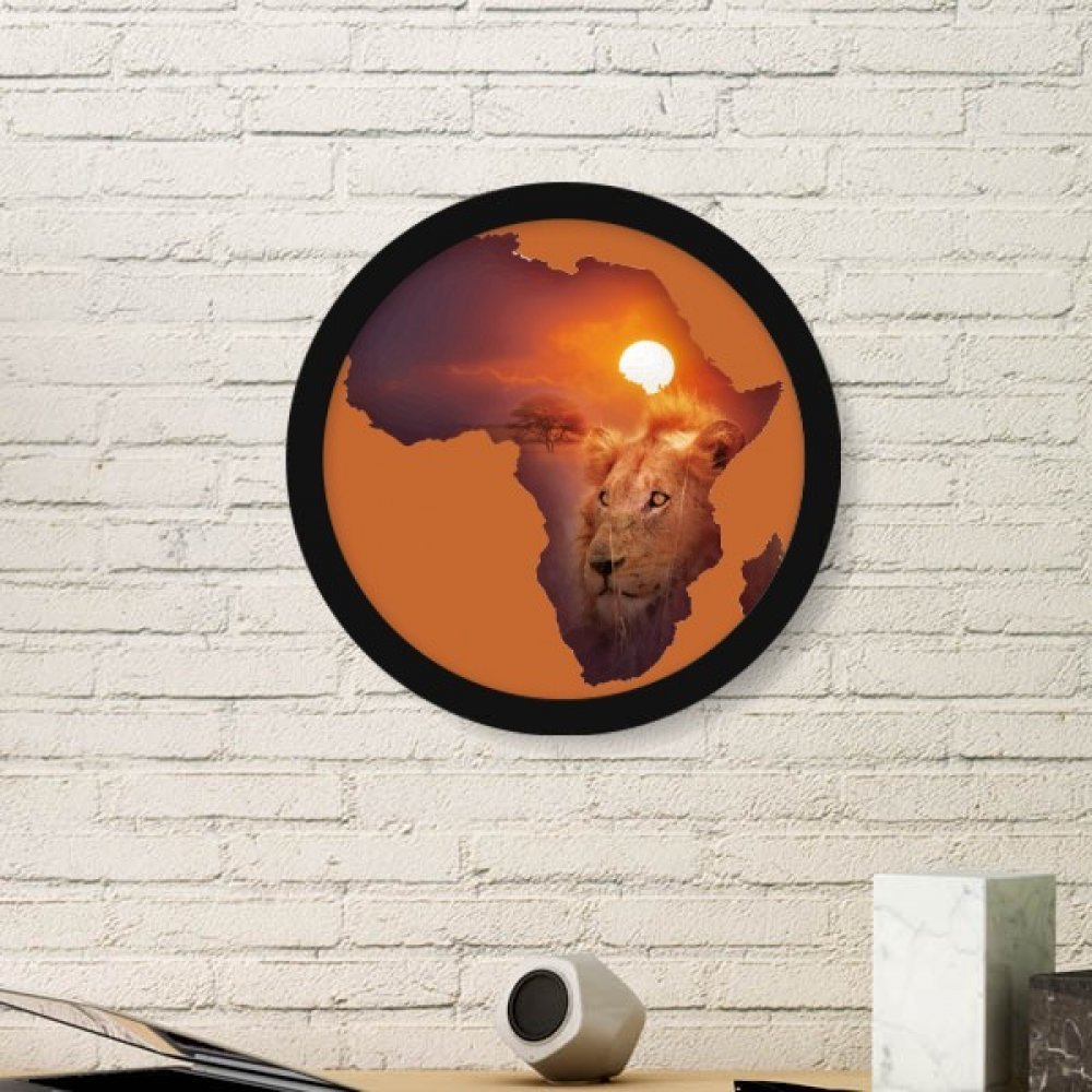 Cadre photo en bois lion Afrique noir idée cadeau originale ronde