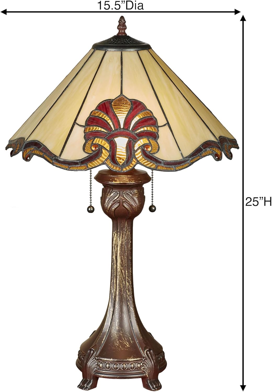 Touch of Class Blythe Hand-Cut Stained Glass Table Lamp Ruby | Luxury Traditional Tiffany Style Lighting for Bedroom, Living Room, Bedside