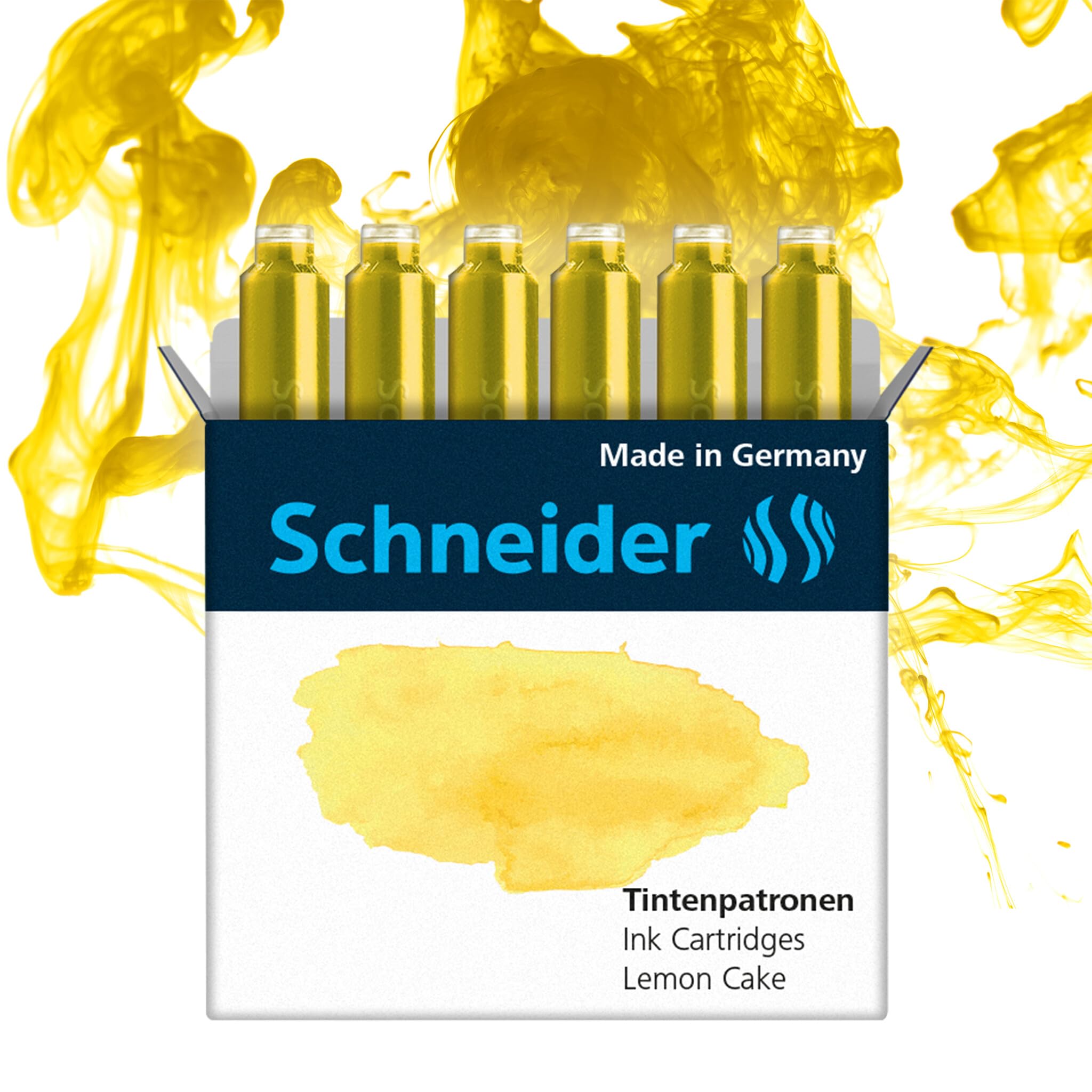 Schneider Pastel Ink Cartridges (Standard Ink Cartridges for Fountain Pen) Lemon Cake Pack of 6