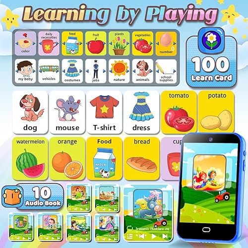 Miniatura 3 de Juguetes de teléfono inteligente para niños y niñas de 3 4 5 6 7 8 años con doble cámara, 28 juegos de rompecabezas, tarjeta TF 8G, tarjeta de