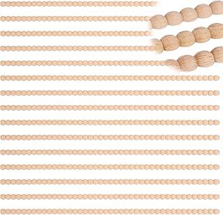 15 Pcs Decorative Wood Trim Molding, 17.75in Decorative Beaded Trim Woods Wall Trims Woods Appliques for Furniture, Decorative Wood Trim Peel and Stick Moldings Half Wooden Beads for Cabinet(11mm)