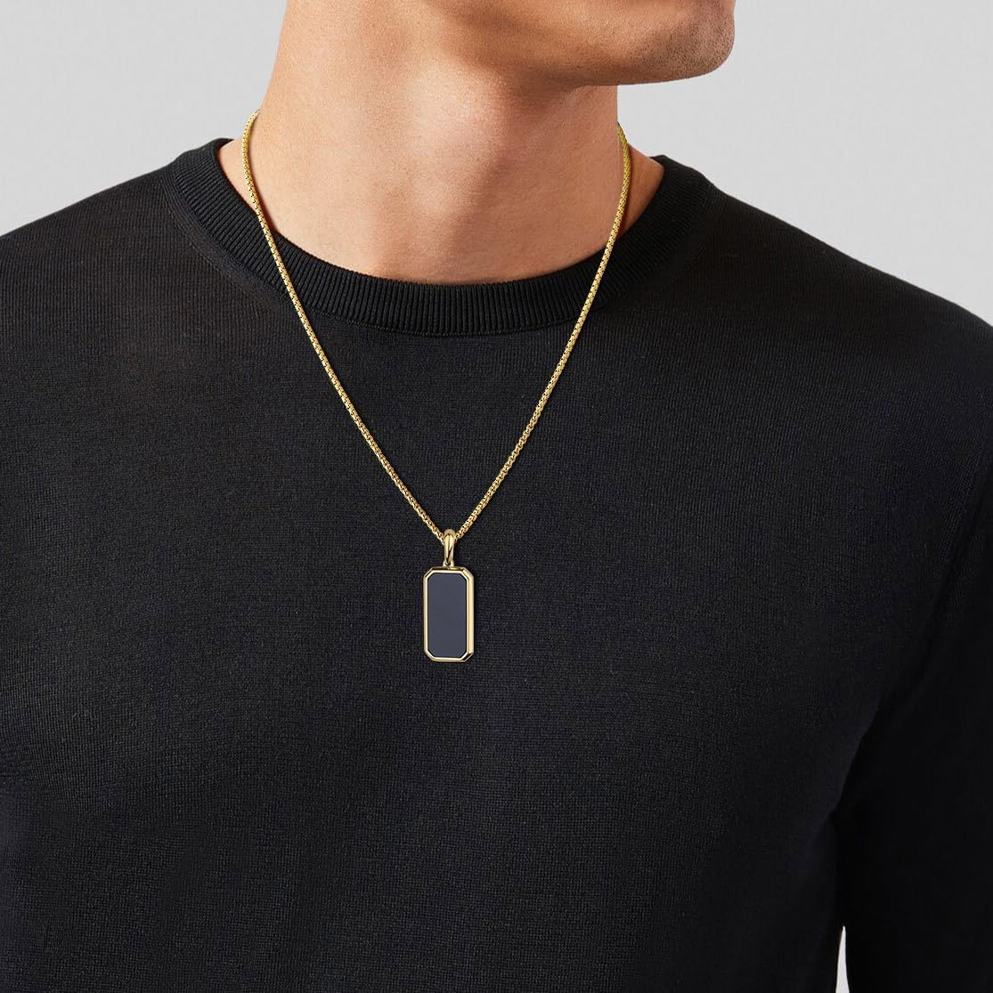 GAVU Men's Dog Tag Necklace, Crystal Pendant Necklace for Men - Image 2