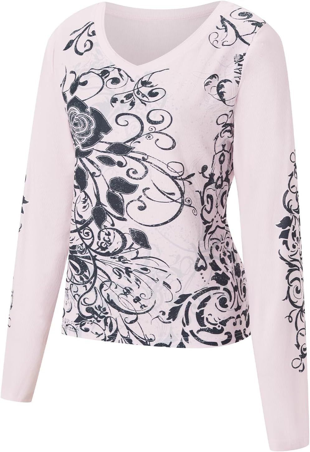 Women Y2K Gothic Graphic Print Long Sleeve Tops Grunge Crew Neck Vintage Shirts Teen Girls Aesthetic Tee Tops - Image 4