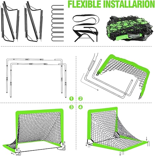 Miniatura 7 de Kids Soccer Goal for Backyard Set - 2 Set of 6X4  4X3 ft Toddler Soccer Nets Training Equipment, Soccer Ball, Pop Up Portable Soccer Set for Kids