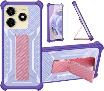 Case Compatible for TCH ONE Phone Case Stand Cover [with 1* Tempered Glass Screen Protector] Hybrid Case [Folding Support Magnetic] [Frosted Anti-Fingerprint] Purple