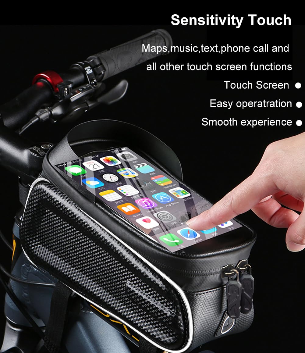 QSPORTPEAK Borsa per telaio anteriore del telefono della bicicletta/della bici, borsa del tubo, sacchetto di ciclismo, impermeabile, accessori della bici