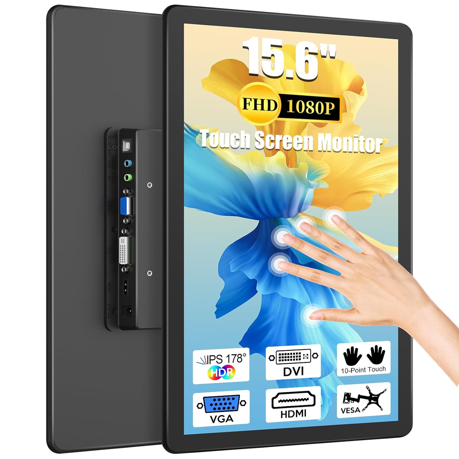 MAGEX 15 6 Touchscreen Monitor HDMI VGA DVI FHD 1080p IPS Rp Pi Touch Screen Monitor 10-Point Touch