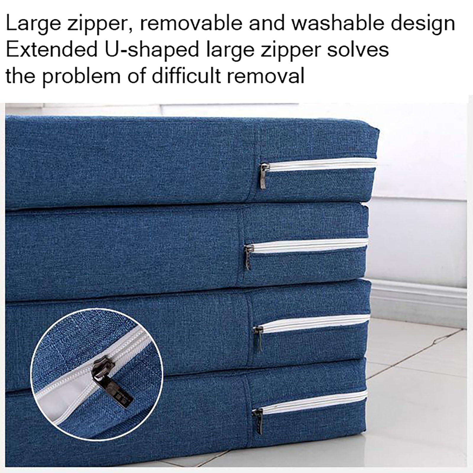 Colchón plegable portátil para invitados, tapete de 4 piezas con cabecero y funda lavable, ideal para viajes, camping o sala de estar, color rojo, 160 x 60 x 5 cm
