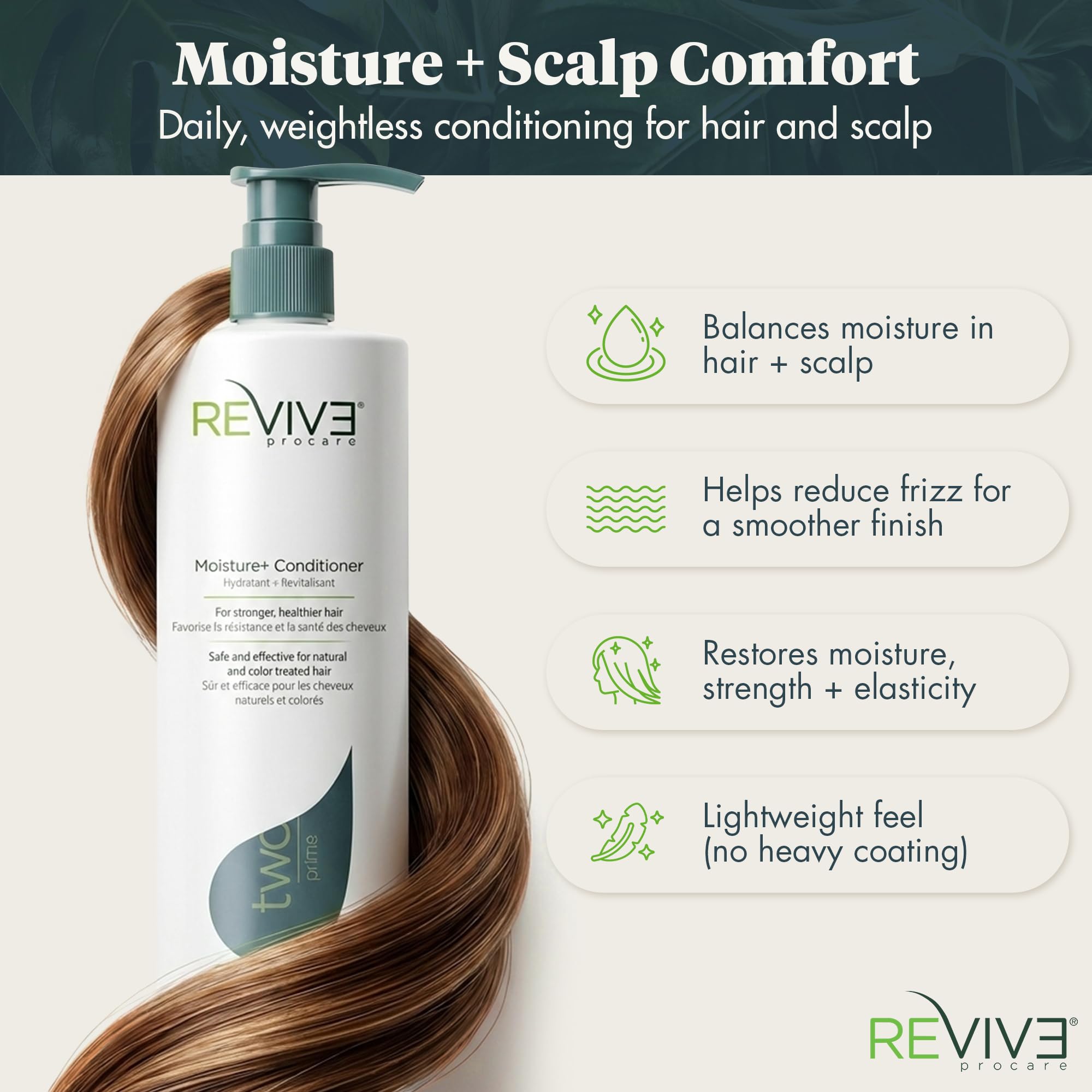 Reviv3 Procare Prime Moisture & Hair Conditioner – Color Safe Conditioner for Healthy Scalp – Volumizing Conditioner Reduces Breakage & Control Fizziness – Hair Care Products for Women (25.4 oz)