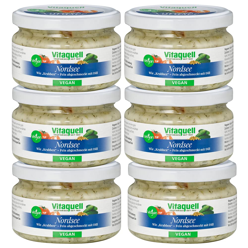 Vitaquell 6 x Nordsee-Salat Veganer Salatgenuss – wie „Krabbensalat“, 180 g.