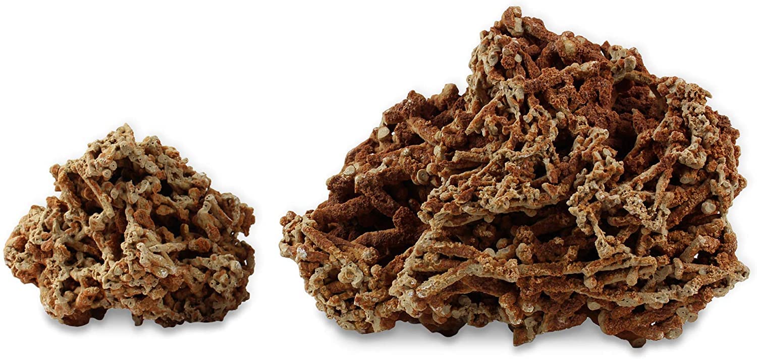 TM Aquatix Aquarium Rock Fish Tank Stones Limestone Ideal for Malawi Cichlid - Improves Water Parameters (1kg(1-3 small pieces), Red Limestone)