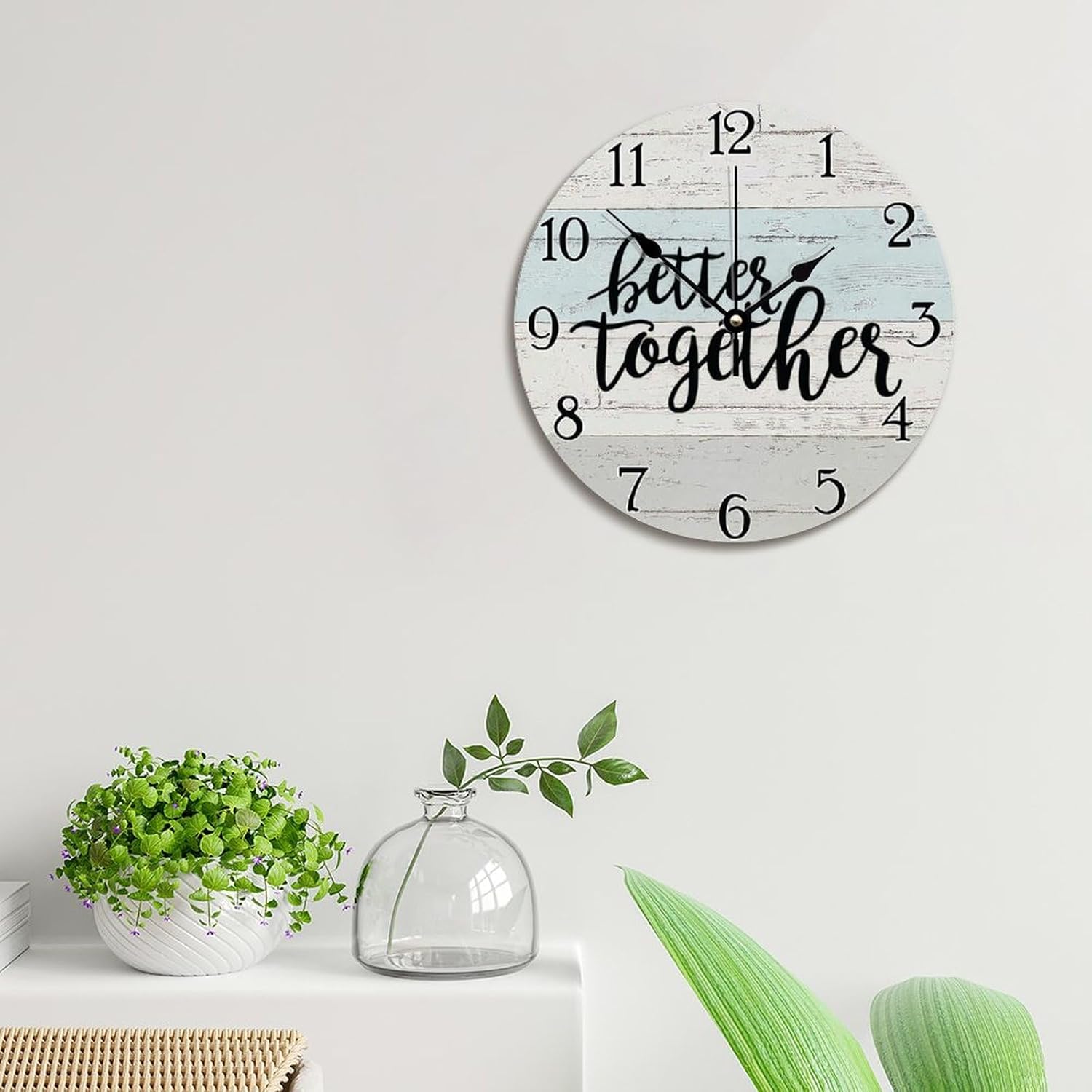 Better Together Wall Clock Christian Jesus Quote Wooden Wall Clocks Battery Operated 12 Inch Non-Ticking Bible Verse Home Decor Wall Decor for Living Room Kitchen Bedroom Bathroom