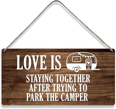 Country Style Camp Wall Decor Love is Staying Together Wooden Signs Funny Rustic Parking the Camper Hanging Wall Plaque Sign Home Decor Present