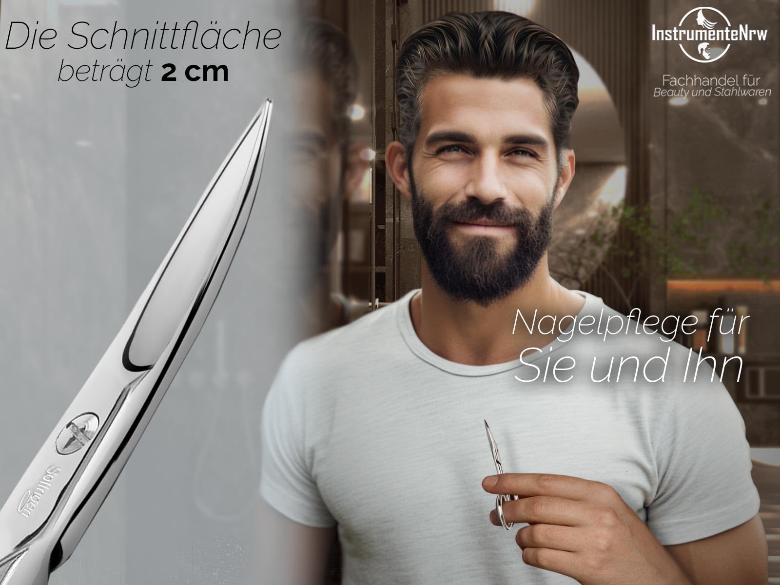 Profi Nagelschere aus Solingen - Premium Qualität mit gebogener Schnittfläche - Extra Scharfe Schneiden MADE IN GERMANY inklusive Etui