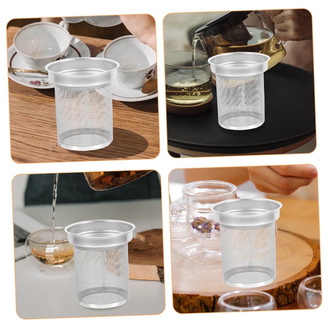 Filtro de Té de Acero Inoxidable Duradero Colador Metálico de Malla Fina para Tetera Infusor Práctico y Reutilizable Adecuado para Sueltas y Té de Frutas