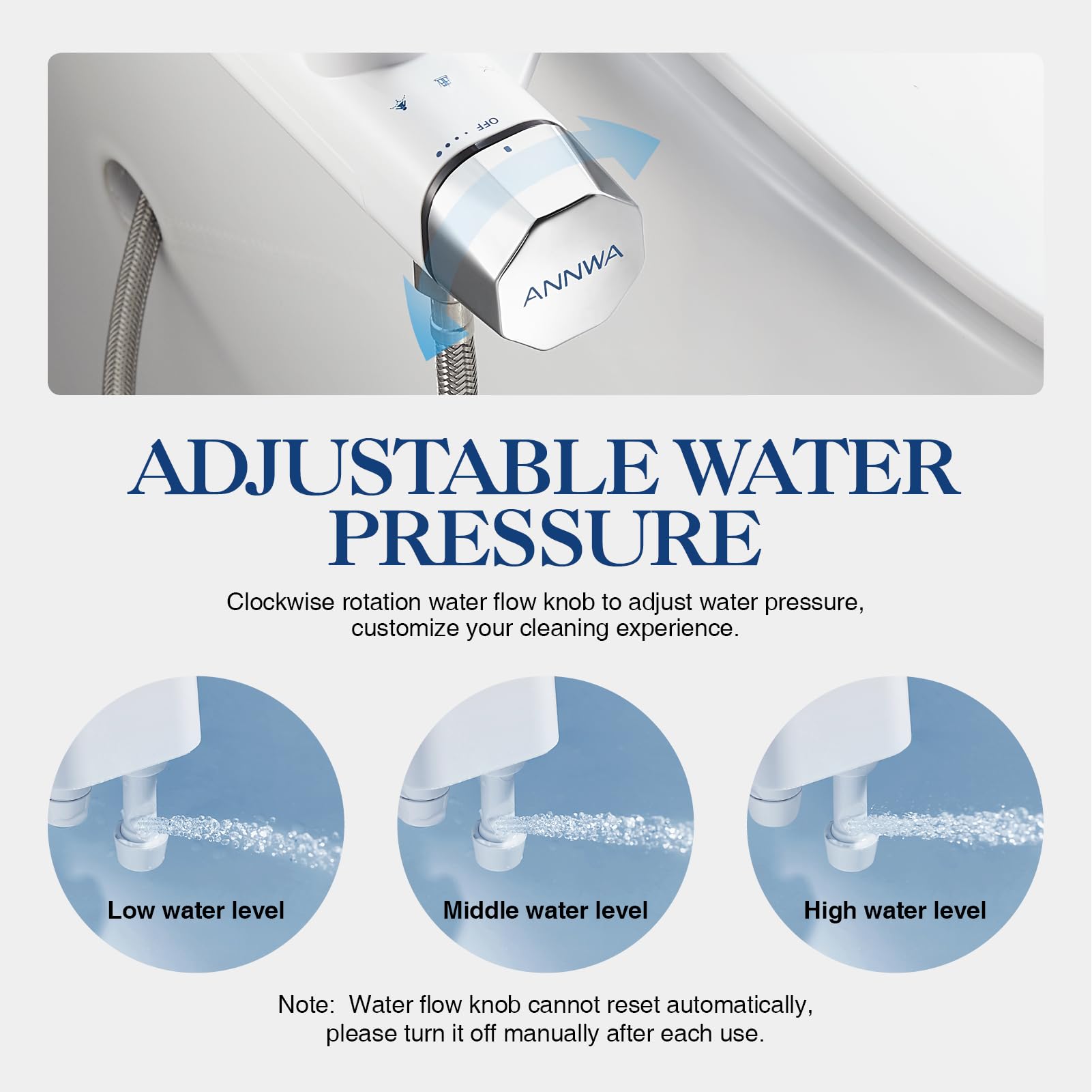 Pulvérisateur Bidet de Toilette Jet d’Eau Froide Toilette Japonaise Autonettoyante Non Electrique avec Double Buses Rétractables Autonettoyantes Nettoyage Avant et Arrière(TT17NA)