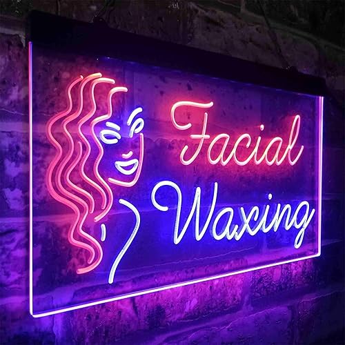 Miniatura 3 de ADVPRO Depilación facial doble color LED neón signo azul y rojo 24 x 16 pulgadas st6s64-i3861-br