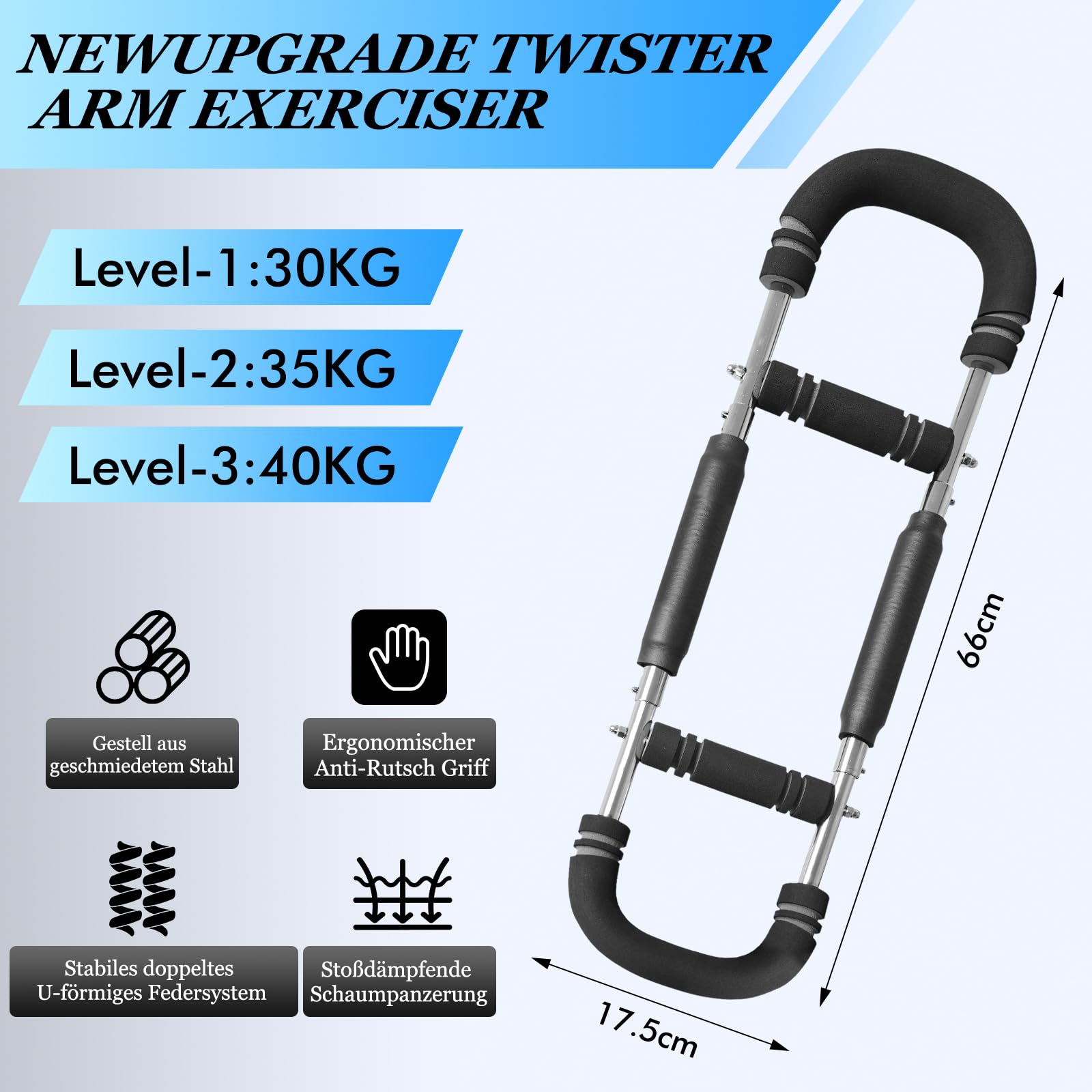 Dispositivo de entrenamiento de brazos, 30-40 kg, expansor de resorte de alto rendimiento para ejercicios de hombro, brazo y pecho, entrenamiento de la parte superior del cuerpo, equipo deportivo para