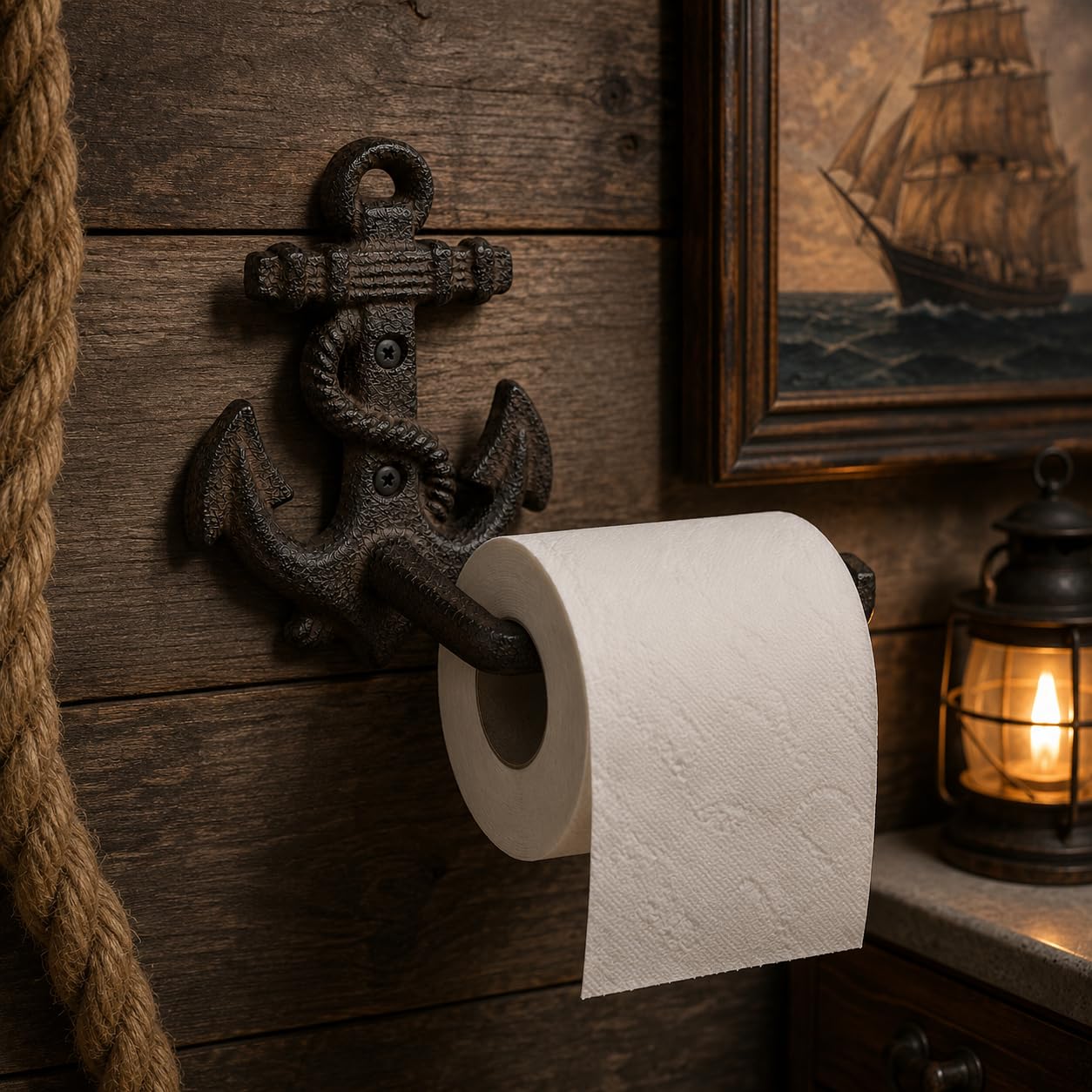 Comfy Hour 9.2 Inch Nautical Toilet Paper Holder, Anchor Decor, Set of 1 — Amazon image 6