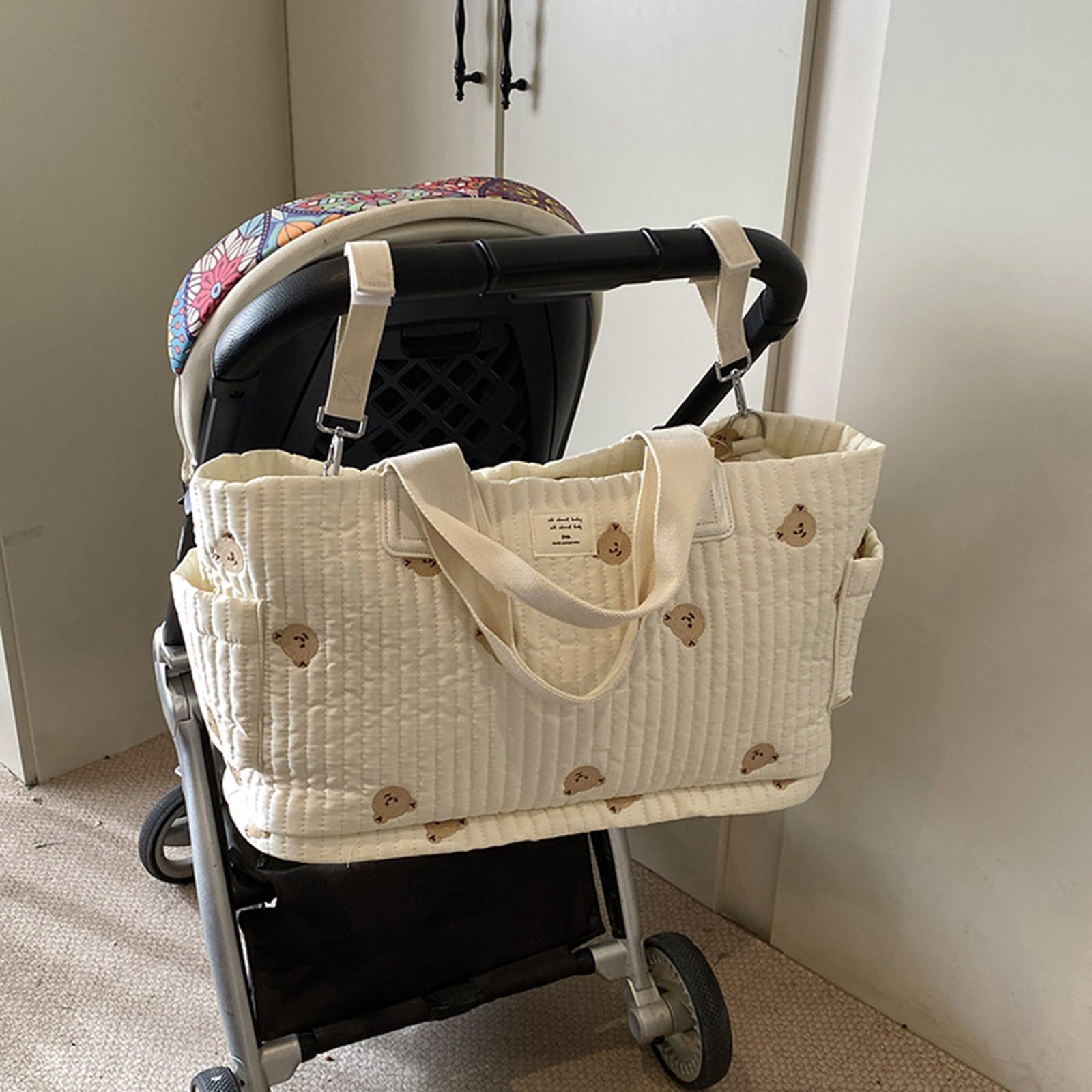 Stilvolle und praktische Handtasche, Windel Organizer Tasche Organisieren von Baby Utensilien bei Ausflügen oder Kurztrips, multifunktionales Fach