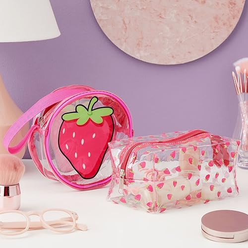 Miniatura 2 de Glamlily Juego de 2 bolsas de maquillaje para polvo facial, rímel, brillo de labios, bolsas de viaje transparentes para artículos de tocador (2