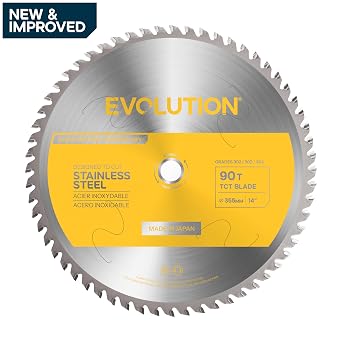 Evolution 14BLADESSN-G2 14 90T Stainless Steel TCT Blade | NEW & Improved Gen2 | 1 Arbor | for S14MCS, S14CPS, S15CPS, S355MCS, S355CPSL | Precision Stainless Steel Cutting for Metalworking