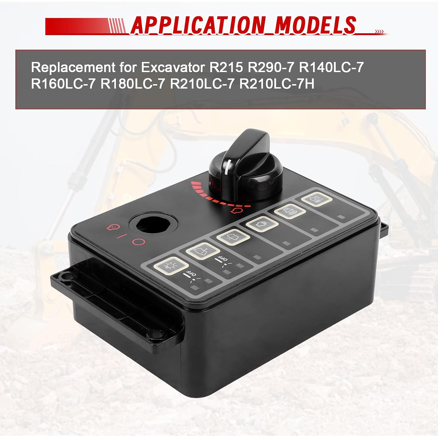 Throttle Knob Touch Switch, 21N8-20506 21NB-40070 Replacement for Excavator R215 R290-7 R140LC-7 R160LC-7 R180LC-7 R210LC-7 R210LC-7H