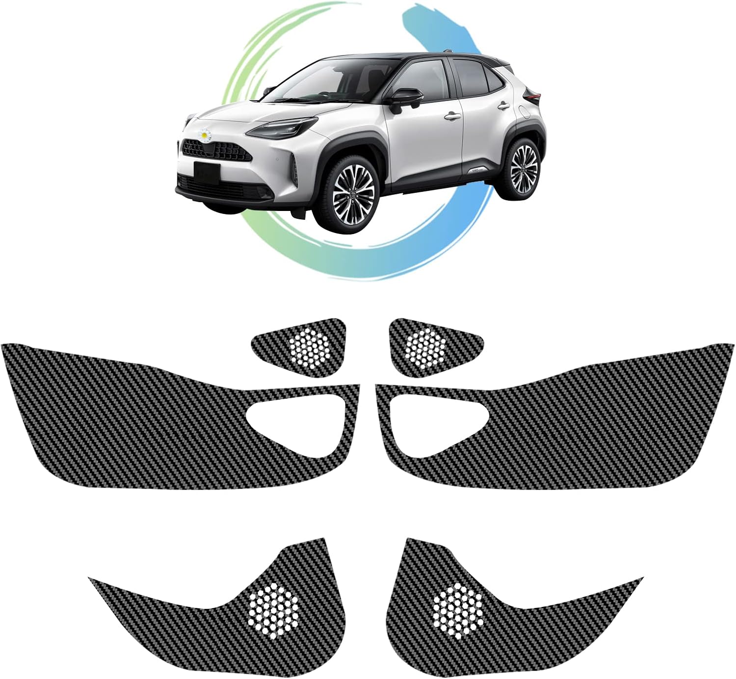 Ruiya 新型 トヨタ ヤリスクロス 専用 ドアキックガード ドアトリムガード カーボン調シート プロテクションフィルム アクセサリー パーツ ナノ製4枚セット 傷防止 汚れ防止 劣化防止 接着技術革新 簡単貼り付け カスタムパーツ サイズ交換ｏｋ