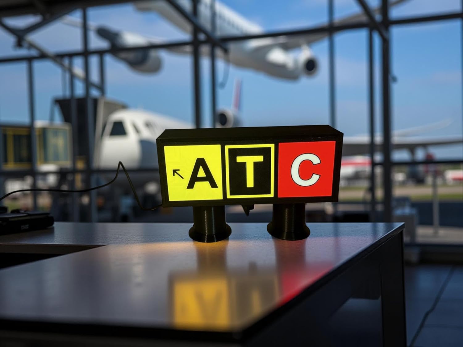 3D Printed Taxiway Light | Personalized Aviation Decor | Pilot Gift | Custom Airport Runway Lamp | USB-C Powered (Aviator Cover)