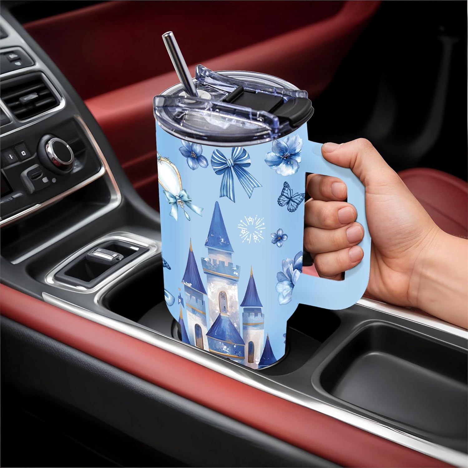 Gifts for Women, Castle 40 oz Tumbler with Handle and Straw, Gift for Girl Best Friend, Daughter, Christmas Thanksgiving Birthday Gift for Women Mom Aunt - Image 7