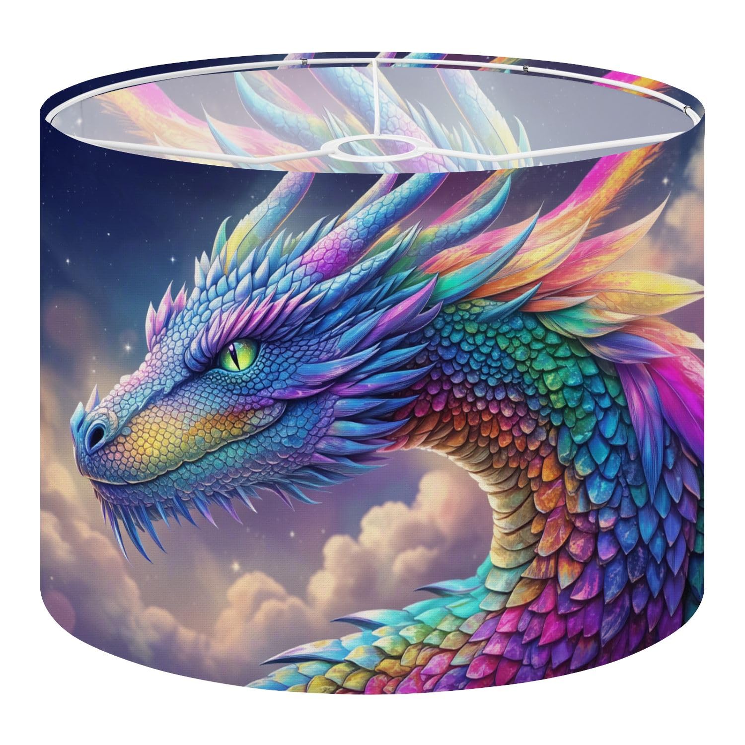 Deruinvaio Shade3 Drum Lamp Shade Large Lampshade Colourful Dragon Dragon Colorful Scales Flowing For Floor Lamps Table Lamps Pendant Light Linen Lampshades Replacement Bedside Light Shades