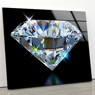 Myphotostation Shiny Diamond Tempered Glass Wall Art 12x12'' Modern Decor Glass Printing Xlarge Sparkle Wall Art for Living Room Tempered Glass Panel Cool Pop Art Wall Decor for Bedroom