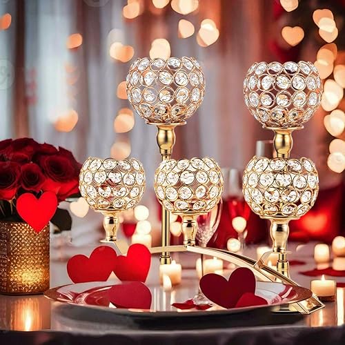 Miniatura 2 de VINCIGANT Juego de 3 portavelas dorados para centros de mesa de boda, portavelas de té candelabros con 3 brazos para chimenea, decoración del hogar,