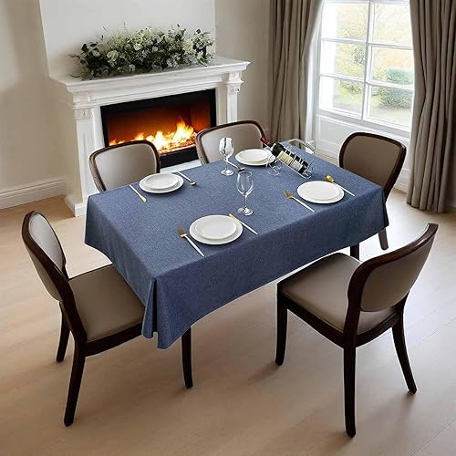 Miniatura 15 de Qidordour Mantel redondo de 48 pulgadas de diámetro, mantel de lino sintético, resistente al agua, a prueba de derrames, lavable, de poliéster