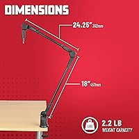 Vista 6 de Gator Frameworks - Soporte de micrófono de perfil delgado montado en escritorio con brazo de boom para transmisiones, podcasts, creación