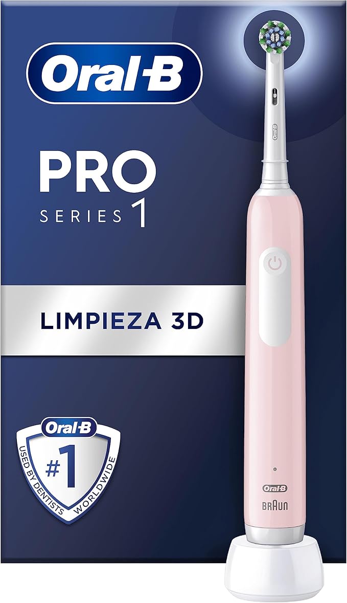 Oral-B Pro Series 1 Cepillo de Dientes Eléctrico con Mango Recargable y Cabezal, Diseñado por Braun, Regalos Originales para Mujer y Hombre - Rosa