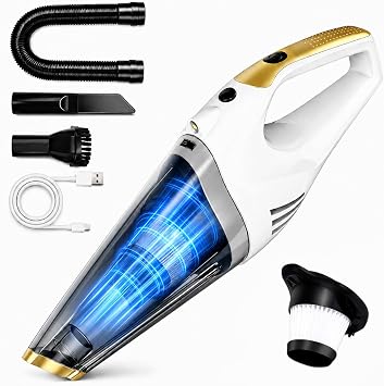 Handheld Vacuum Cordless, Rechargeable Portable Car Vacuum with LED Light