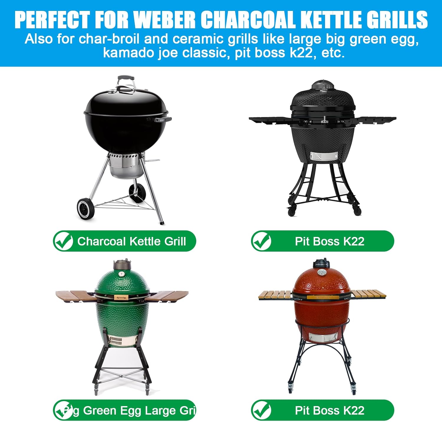 Outspark Warming Cooking Rack/Smoking Rack for Weber, Char-Broil Charcoal Kettle Grills and Ceramic Large Big Green Egg, Kamado Joe Classic, Pit Boss K22, Louisiana K22 Grills, 17 3/4" SS Grill